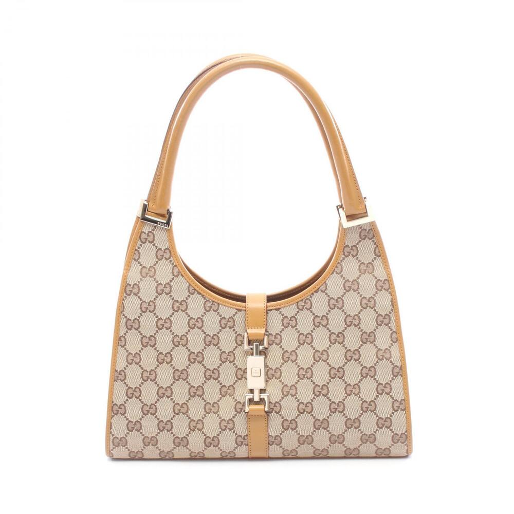 Gucci Jackie GG Canvas Shoulder Bag Leather Beige Brown - Picture 1 of 7
